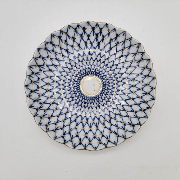 Lomonosov Other - Imperial Lomonosov 22K Gold Cobalt Net Russian Cake Serving Plate